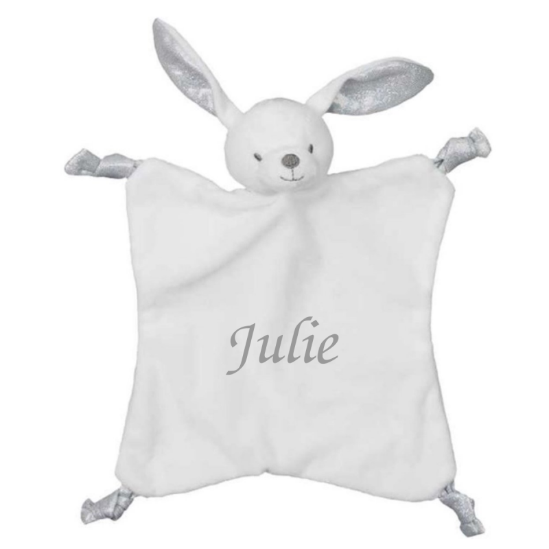 Tom et zoé - lapin paillette blanc argent 22 cm 